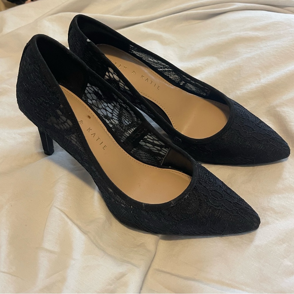 Black lace heels